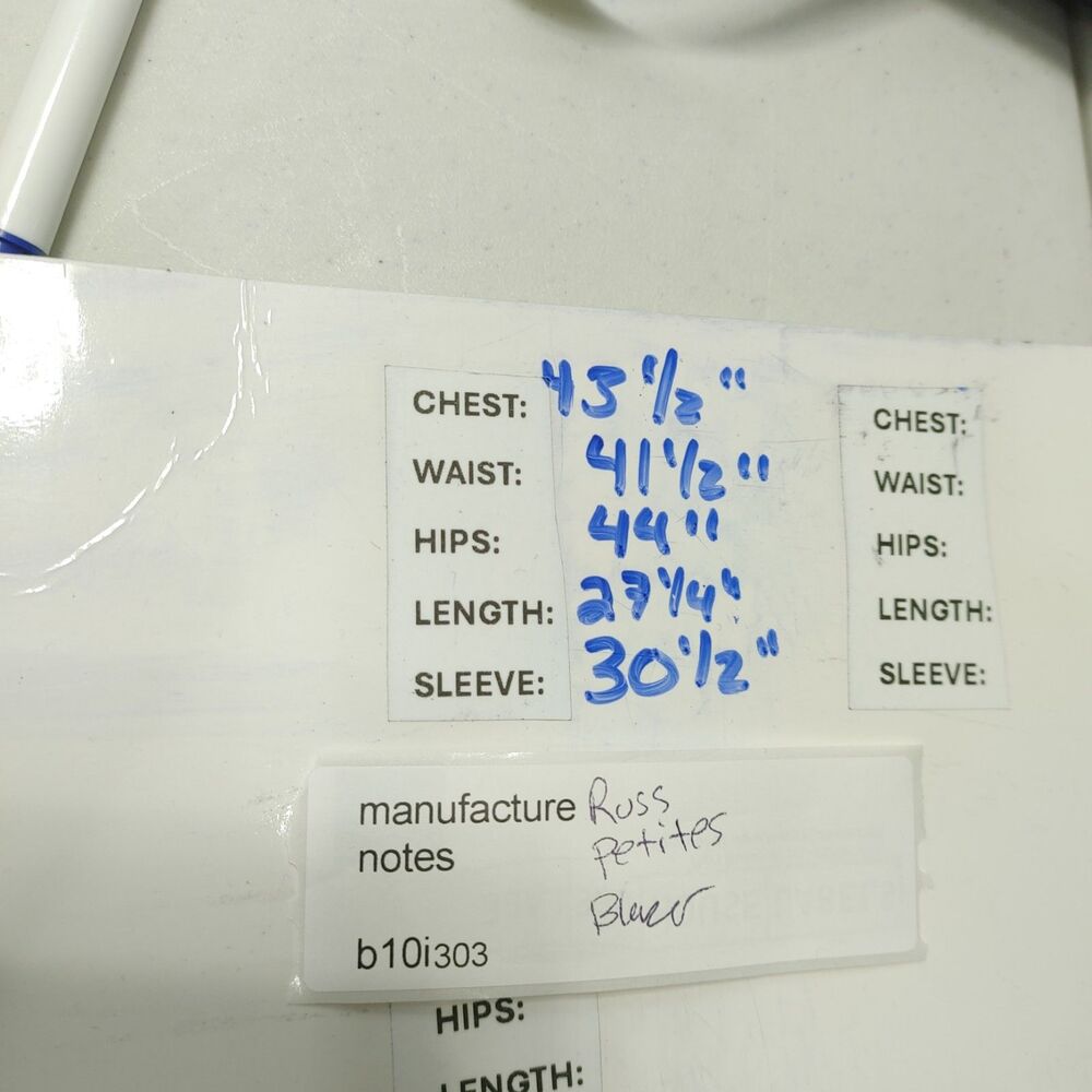 Vintage Russ Blue Pin Stripe Woman's Blazer Size 14 Petites Union Made In USA - Picture 10 of 10